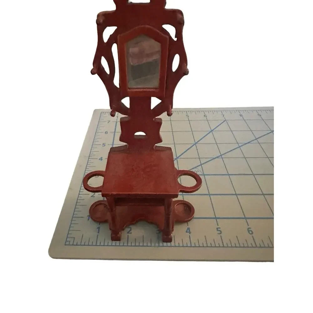 Vintage Victorian Red Wood Hall Tree Dollhouse Furniture 1:12 Miniature Hallway